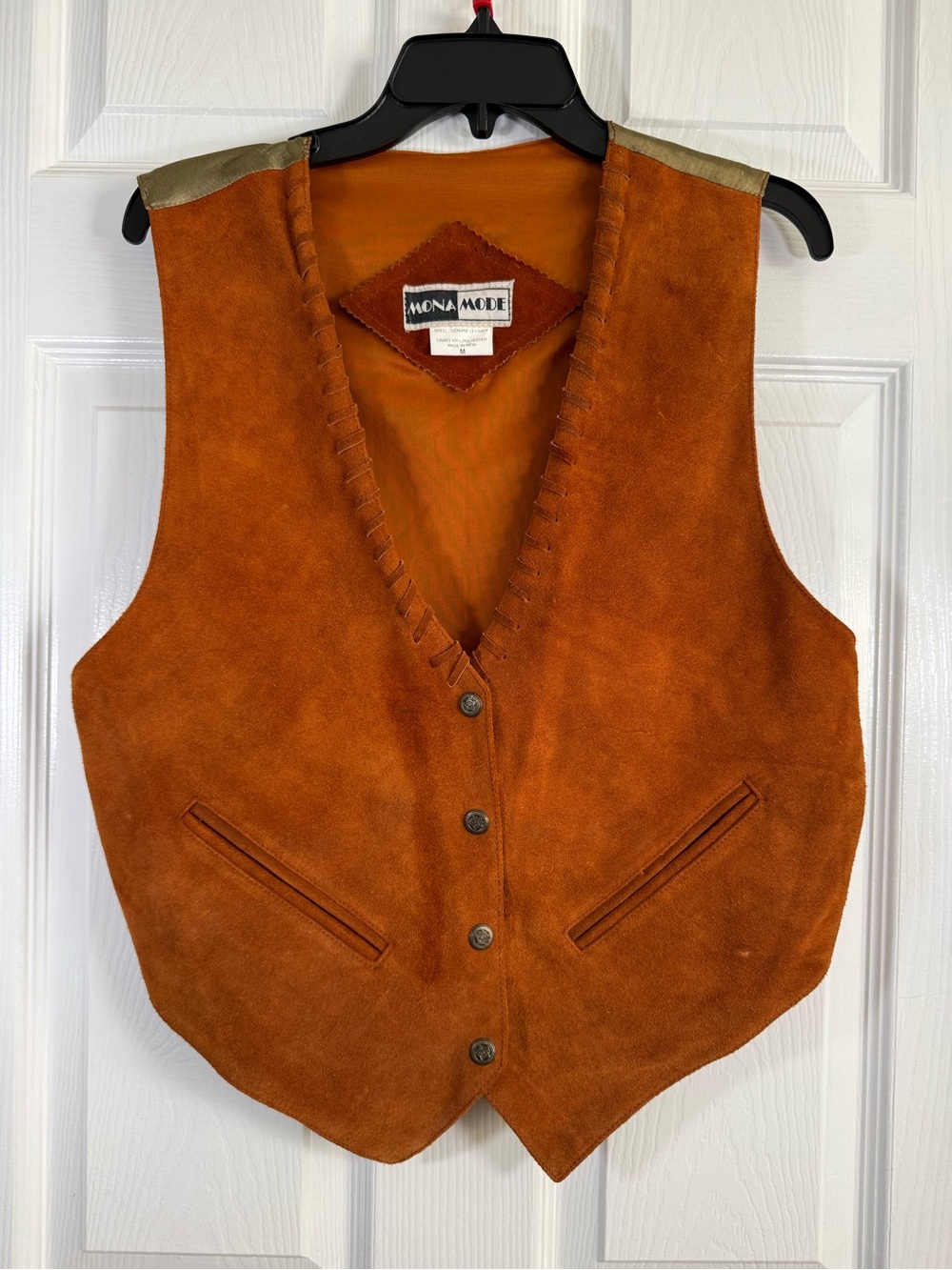 Vintage Mona Mode Genuine Suede Leather Western Vest M